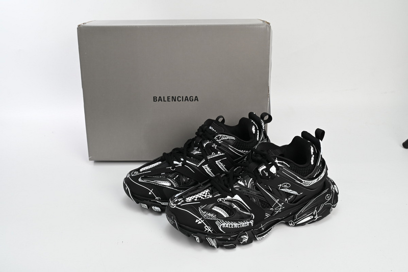Balenciaga Tess S.Black Black-And-White Painting 542023 W3SR2 2315