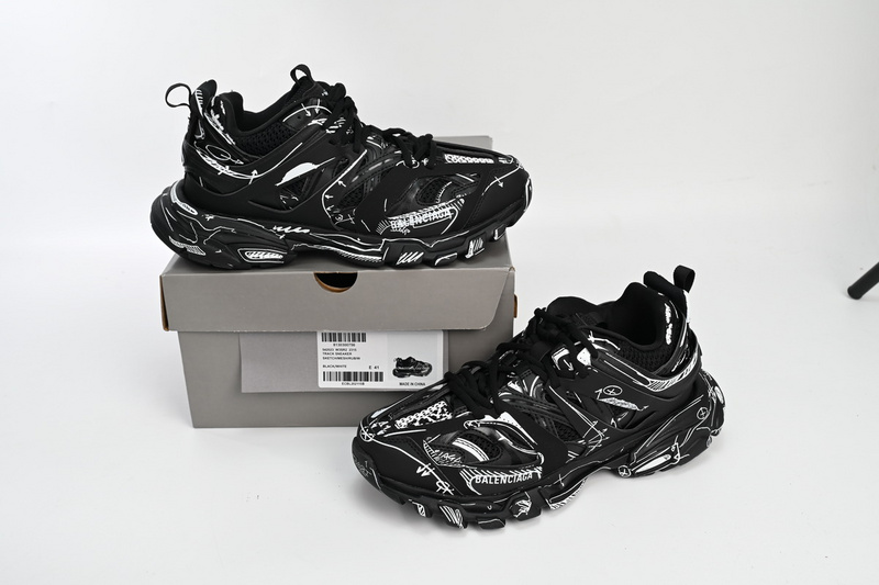 Balenciaga Tess S.Black Black-And-White Painting 542023 W3SR2 2315