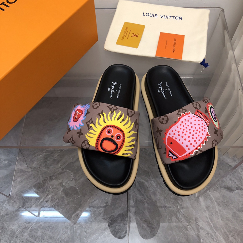 LV pool pillow comfort mule