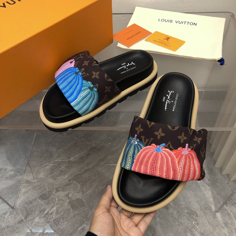 LV pool pillow comfort mule